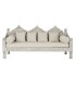 Sofá Madeira Manga com Colchão e Almofadas de Poliéster - Modelo Marahá Estilo Indiano Oriental Branco Envelhecido 190x77x90 cm